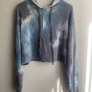 Tie-Dye Blue and Gray Women's Hoodie